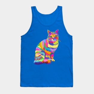 Colorful cute sitting cat Tank Top